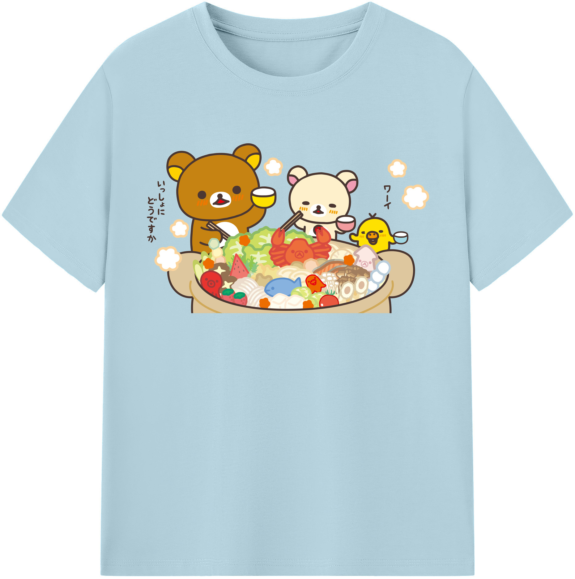 （画像用） リラックマ リラックマ キイロイトリ Rilakkuma Korilakkuma Kiiroitori 綿100％半袖Tシャツ（フロントプリント）